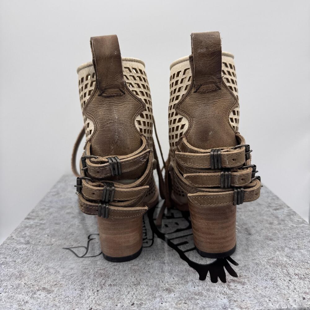 Freebird By Steven Benni Boots Womens 6 Cutout Lace Up Block Heel Booties Boho - Picture 7 of 16